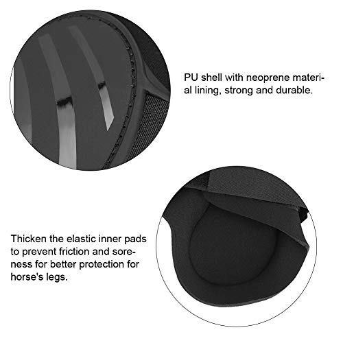 4 Uds Protector de pierna de caballo elástico botas de pierna trasera delantera de caballo botas de montar a caballo tendón Fetlock botas Pony protección de pierna con absorción de impactos(M-negro)