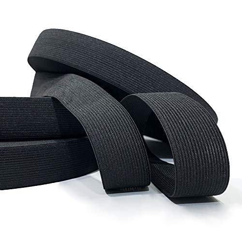 40M Banda Elastica Costura, Cinta Elásticas Planas Artesanía, Cinta Elastica ancho, Banda Elastica Plana Ancho, Cinta Elastica Negro,Tejido elástico de Costura, Cintas de Coser (Negro 40mX30mm)