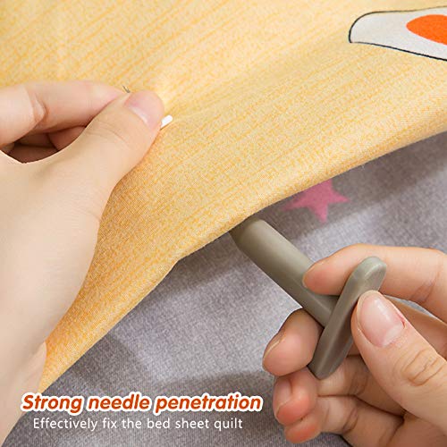 48 Piezas Clips de funda de edredón Soporte De Edredón sin agujas Clip De Edredón antideslizante Edredones de Fijación silicona suave Edredón Clips Sujetadores con portaagujas 400 agujas de silicona