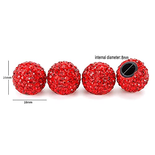 4CPS Bling Bling Tapones Valvula Coche,MoreChioce Válvula de Neumático de Rueda de Automóvil Universal Tapón de Válvula a Prueba de Polvo Decoración de Cubo Derueda Externa de Automóvil,Rojo