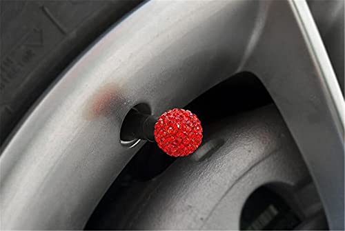 4CPS Bling Bling Tapones Valvula Coche,MoreChioce Válvula de Neumático de Rueda de Automóvil Universal Tapón de Válvula a Prueba de Polvo Decoración de Cubo Derueda Externa de Automóvil,Rojo
