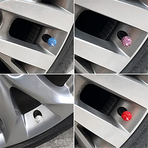 4CPS Bling Bling Tapones Valvula Coche,MoreChioce Válvula de Neumático de Rueda de Automóvil Universal Tapón de Válvula a Prueba de Polvo Decoración de Cubo Derueda Externa de Automóvil,Rojo