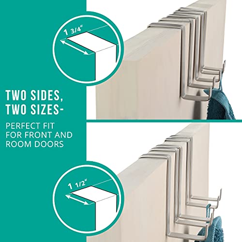 4smile Gancho Puerta - juego de 10, acero inoxidable - Ganchos Puerta con almohadillas adhesivas como protección de la superficie - Perchero Puerta estable – Colgador Puerta Bano reversible