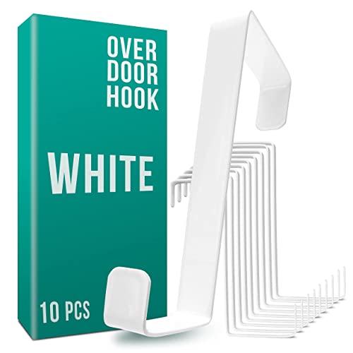 4smile Gancho Puerta - Juego de 10 - Perchero Puerta blanco con almohadillas adhesivas como protección de la superficie – Colgador Puerta bano reversible