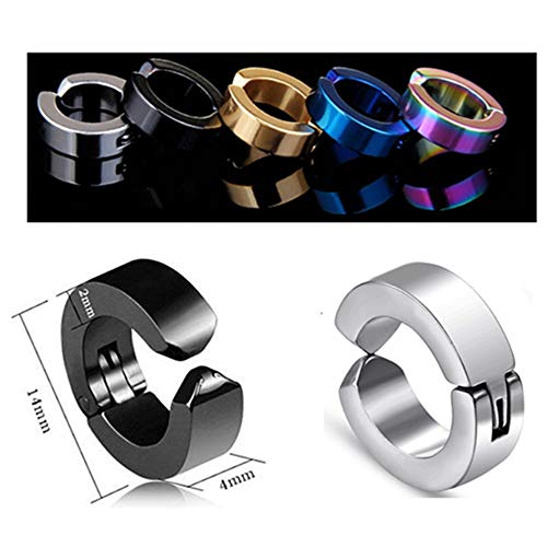5 Pares Pendientes de Acero Inoxidable de la Oreja Sin Perforación Aros Plata de Orejas Aretes Clip de Oreja Falsos Oreja Mujer Cartilago Hombre Aro Sin Agujero Oreja Piercing Pendiente Negro Dorado