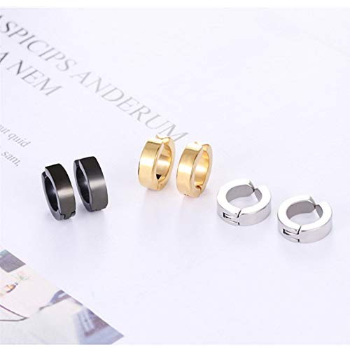 5 Pares Pendientes de Acero Inoxidable de la Oreja Sin Perforación Aros Plata de Orejas Aretes Clip de Oreja Falsos Oreja Mujer Cartilago Hombre Aro Sin Agujero Oreja Piercing Pendiente Negro Dorado