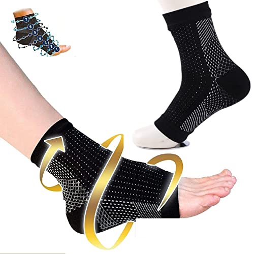 5 piezas Vita-Wear Calcetines magnéticos de soporte para pies con infusión de cobre, fascitis plantar para tobillo, calcetines antifatiga de compresión para mangas de pie (negro, S/M)