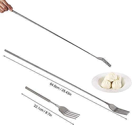 5 tenedores extensibles, tenedores telescópicos de acero inoxidable, extensibles de 8.7 a 25.5 pulgadas de postre con mango largo, tenedores telescópicos para tostar, cena, fruta, postre y cubiertos