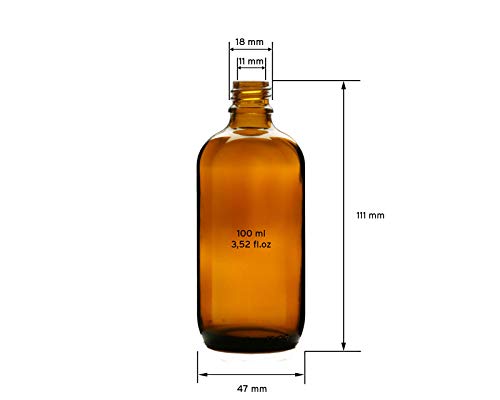 5 x frascos de pipeta de 100 ml con pipeta de vidrio, frascos de vidrio de color ámbar con pipeta dosificadora, frascos de farmacia / laboratorio, para gotas para los ojos, flores de Bach, aceites