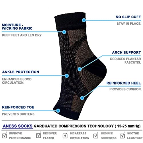 通用 5PCS Calcetines de compresión para el Tobillo: una Manga para el pie sin Dedos, Mangas para el pie de compresión con Soporte para el Arco y el Tobillo, Calcetines para Fascitis