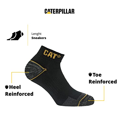 6 Pares calcetines bajos CAT Caterpillar, para hombre, reforzados en el talón y la punta, excelente calidad de Algodón (Negro, 43-46)