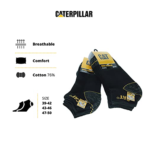 6 Pares calcetines bajos CAT Caterpillar, para hombre, reforzados en el talón y la punta, excelente calidad de Algodón (Negro, 43-46)