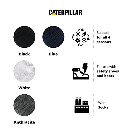 6 Pares calcetines bajos CAT Caterpillar, para hombre, reforzados en el talón y la punta, excelente calidad de Algodón (Negro, 43-46)
