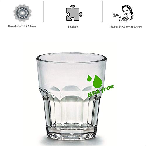 6 pcs vidrio Vaso fiesta 0,24 L de cristal apilable de policarbonato irrompible