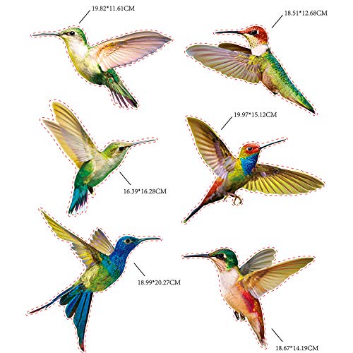 6 Piezas Colibríes Se Aferra a Ventana Adhesivos de Ventana Anticolisión Calcomanías para Evitar Golpes de Pájaros en Ventana Adhesivo de Vinilo no Adhesivo de Vidrio Colibrí Pegatinas (6 Piezas)