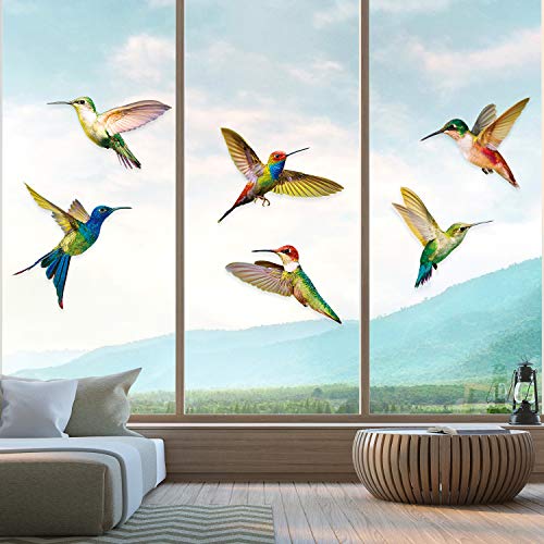 6 Piezas Colibríes Se Aferra a Ventana Adhesivos de Ventana Anticolisión Calcomanías para Evitar Golpes de Pájaros en Ventana Adhesivo de Vinilo no Adhesivo de Vidrio Colibrí Pegatinas (6 Piezas)