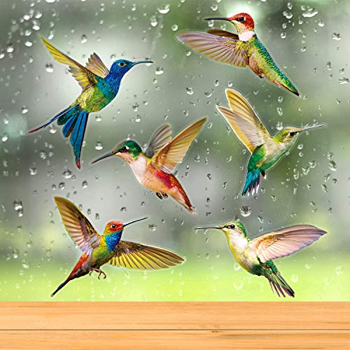 6 Piezas Colibríes Se Aferra a Ventana Adhesivos de Ventana Anticolisión Calcomanías para Evitar Golpes de Pájaros en Ventana Adhesivo de Vinilo no Adhesivo de Vidrio Colibrí Pegatinas (6 Piezas)