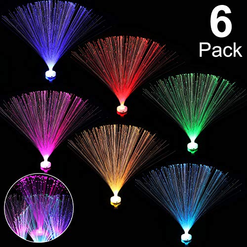 6 Piezas Lámpara de Fibra Óptica LED de Cambio de Color, 7 Colores Luz de Noche Lámpara Calmante para Decoración de Mesa Salones Dormitorios Regalos y Más