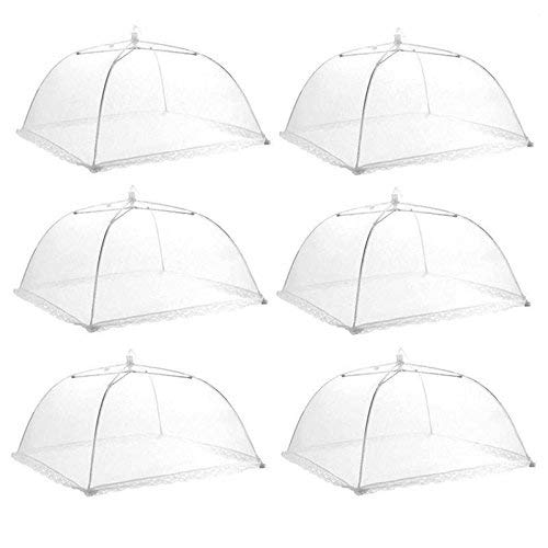 6 Piezas Large-Up Mesh Screen Food Cover Carpa Paraguas Reutilizable nd Plegable Outdoor Picnic Food Covers Mesh Food Cover Net jardín, Picnic al Aire Libre