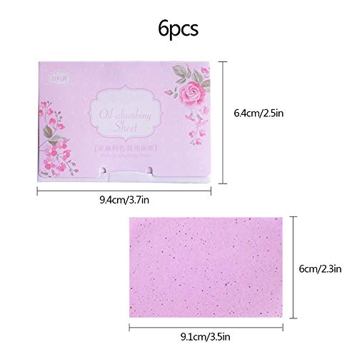 600 piezas de hojas absorbentes de aceite Telas de papel secante de aceite de lino Telas de papel secante de película natural facial Maquillaje de ropa de cama Espinilla Cuidado de la piel grasa Rosa