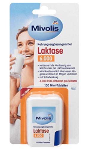 6.000 minipastillas de lactasa - Mejora la digestión del azúcar de la leche en caso de intolerancia a la lactosa - Con efecto inmediato - 100 comprimidos