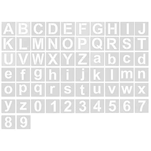 62 Piezas Plantillas Letras, Plantillas de Pintura Del Alfabeto, Reutilizables Números y Letras Pintura Stencil para Dibujo Spray Arte Manualidades (3 Pulgadas)