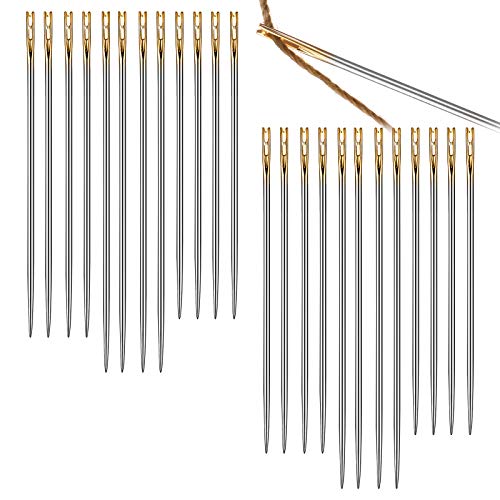 72 Agujas Fáciles de Enhebrar Agujas Ciegas Agujas de Enhebrado Automático de Apertura Agujas de Bordar Coser a Mano de 3 Tamaños para Suministros de Costura Bordado DIY (Oro)