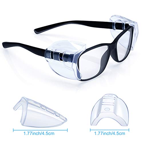 8 Pares Protectores Antideslizantes Laterales de Gafas de Seguridad Protector Transparente Se Adapta a Anteojos Medianos Pequeños Agregue Más Protección a Gafas Seguridad (Transparente y Negro)