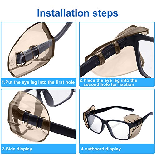 8 Pares Protectores Antideslizantes Laterales de Gafas de Seguridad Protector Transparente Se Adapta a Anteojos Medianos Pequeños Agregue Más Protección a Gafas Seguridad (Transparente y Negro)