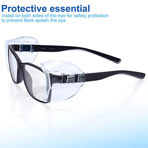 8 Pares Protectores Antideslizantes Laterales de Gafas de Seguridad Protector Transparente Se Adapta a Anteojos Medianos Pequeños Agregue Más Protección a Gafas Seguridad (Transparente y Negro)