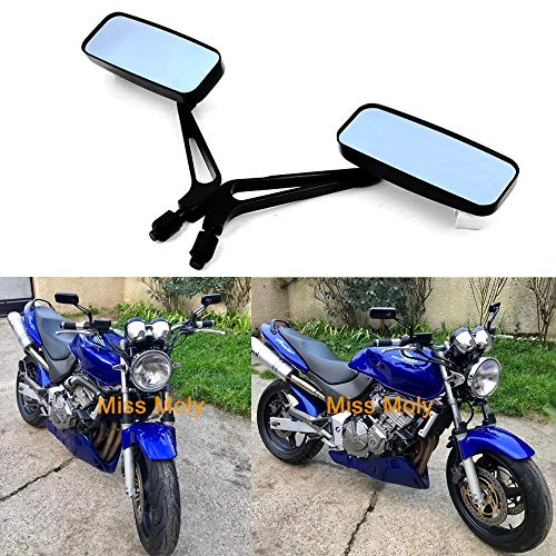 8mm 10mm Motocicleta Rectángulo Espejo Lateral, Ala Moto Espejo Retrovisor Para Cruiser Scooter Chopper Touring Bobber