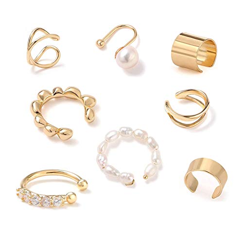 8pcs,Cartílago Clip,Cartílago sin Agujero Ear Cuff,Acero Inoxidable Manguito de la Oreja,Clips de Oreja Puño,Oreja Piercing Falsos Oreja
