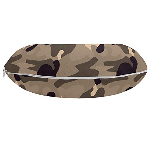 ABAKUHAUS Camo Cojín de Viaje para Soporte de Cuello, La Tierra entona el Camuflaje, Cómoda y Práctica Funda Removible Lavable, 30x30 cm, Gris Pardo Oscuro Tan