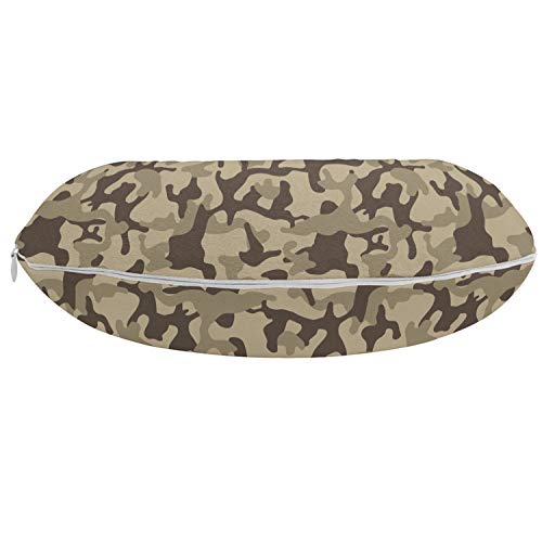 ABAKUHAUS Camo Cojín de Viaje para Soporte de Cuello, Repita Camuflaje, de Espuma con Memoria y Funda Estampada, 30x30 cm, Gris Pardo pálido Sepia