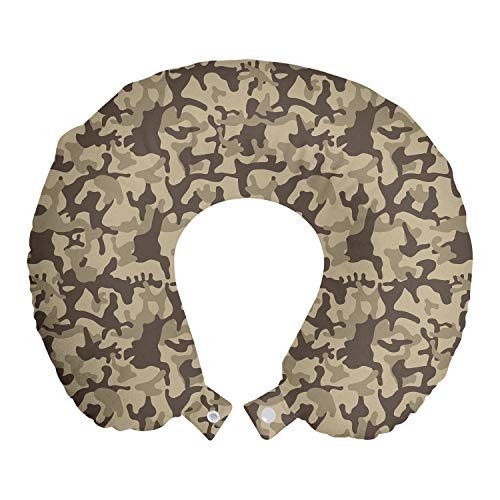 ABAKUHAUS Camo Cojín de Viaje para Soporte de Cuello, Repita Camuflaje, de Espuma con Memoria y Funda Estampada, 30x30 cm, Gris Pardo pálido Sepia