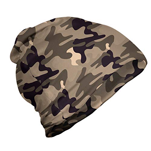 ABAKUHAUS Camo Gorro Unisex, La Tierra entona el Camuflaje, Tela Suave 100% Microfibra Estampada Ideal para Actividades al Aire Libre, Gris Pardo Oscuro Tan