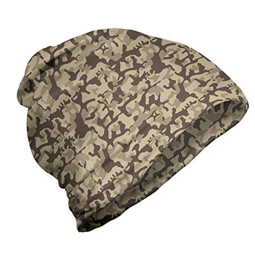 ABAKUHAUS Camo Gorro Unisex, Repita Camuflaje, Tela Suave 100% Microfibra Estampada Ideal para Actividades al Aire Libre, Gris Pardo pálido Sepia