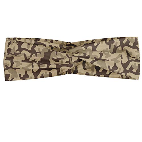 ABAKUHAUS Diadame camo, Banda Elástica y Suave para Mujer para Deportes y Uso Diario Continua clásico camuflaje Repetir impresión Tierra Tonos de Repetición, Gris pardo pálido sepia