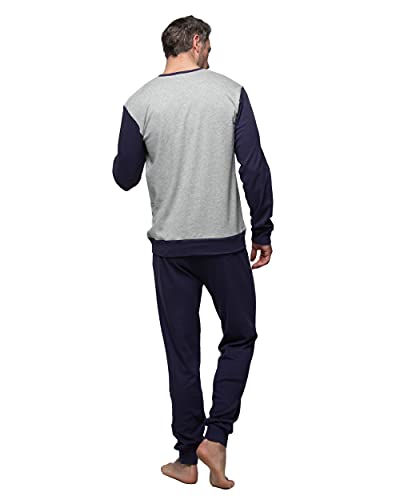Abanderado Nightwear Men Juego de Pijama, Gris Jaspeado Estampado, L para Hombre