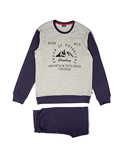 Abanderado Nightwear Men Juego de Pijama, Gris Jaspeado Estampado, L para Hombre