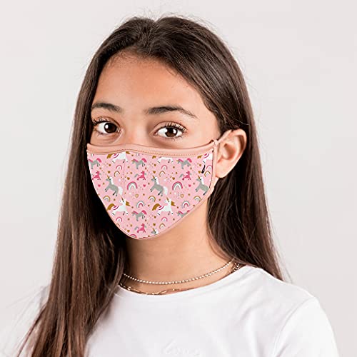 Abbacino mascarilla homologada y lavable para niños estampado unicornios rosa