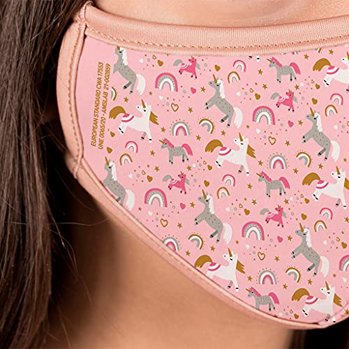 Abbacino mascarilla homologada y lavable para niños estampado unicornios rosa