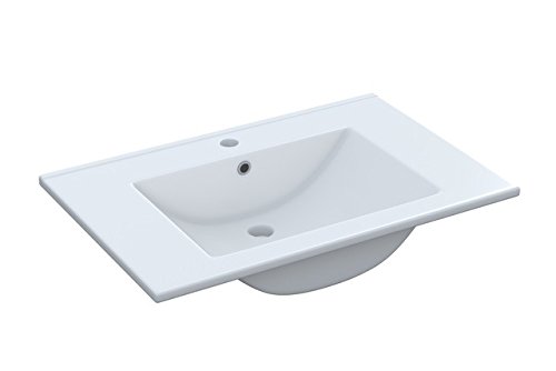 Abitti Mueble Lavabo de baño-Aseo pequeño con Espejo Incluido y lavamanos cerámico, 2 Puertas Color Blanco Brillo 50 Ancho x 80 Alto x 40 Profundidad