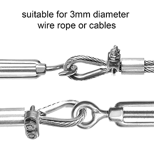 Abrazadera de Cuerda de Alambre, 12pcs M3 Abrazadera de sillín de Perno en U Sujetacables de Acero Inoxidable para Cable Alambre Diámetro 3MM Sujeción