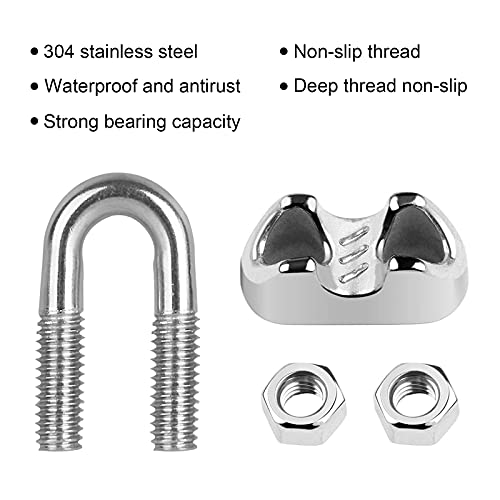 Abrazadera de Cuerda de Alambre, 12pcs M3 Abrazadera de sillín de Perno en U Sujetacables de Acero Inoxidable para Cable Alambre Diámetro 3MM Sujeción
