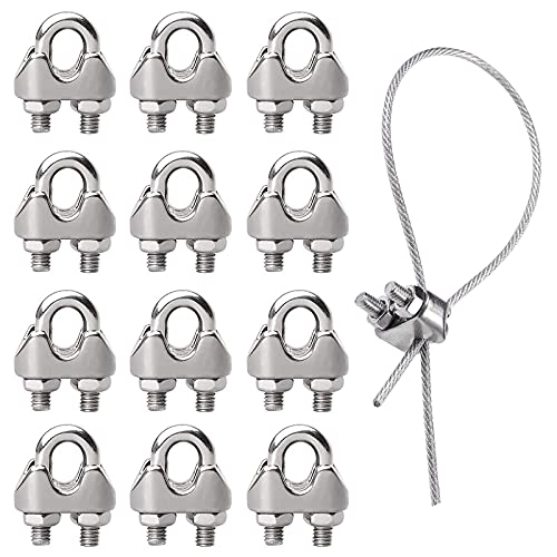 Abrazadera de Cuerda de Alambre, 12pcs M3 Abrazadera de sillín de Perno en U Sujetacables de Acero Inoxidable para Cable Alambre Diámetro 3MM Sujeción