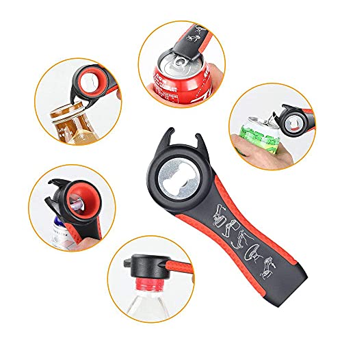 Abridor de Tarros,2 PCS Abridor de Frascos y Abrebotellas Multifunción Abridor de Botellas Giratoria para Manos Débiles Abrelatas Personas Mayores Artritis Abuelos Regalos 4 en 1 + 5 en 1
