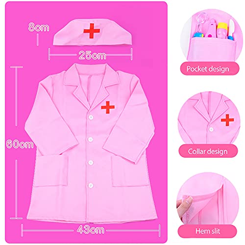 Abrigo de médico para niños, abrigo de laboratorio + gorra, abrigo de médico infantil, bata de laboratorio, bata de médico, bata de laboratorio, juego de rol, juego de médico accesorios