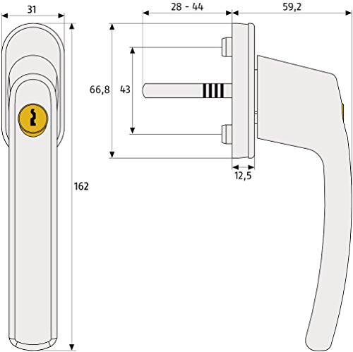 ABUS 442599 - Manilla para Ventana con Cerradura (FG200 SB), Color Blanco
