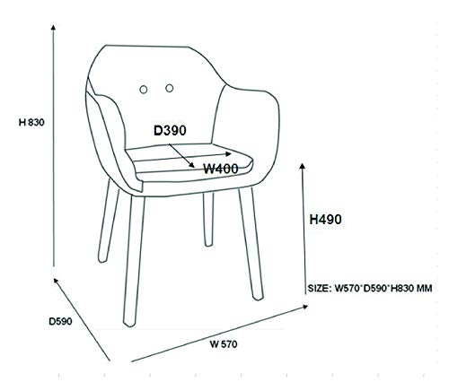 AC Design Furniture 0000061257 1 Sillas de Comedor, Tela, Gasolina Ligera, 59 x 57 x 83 cm